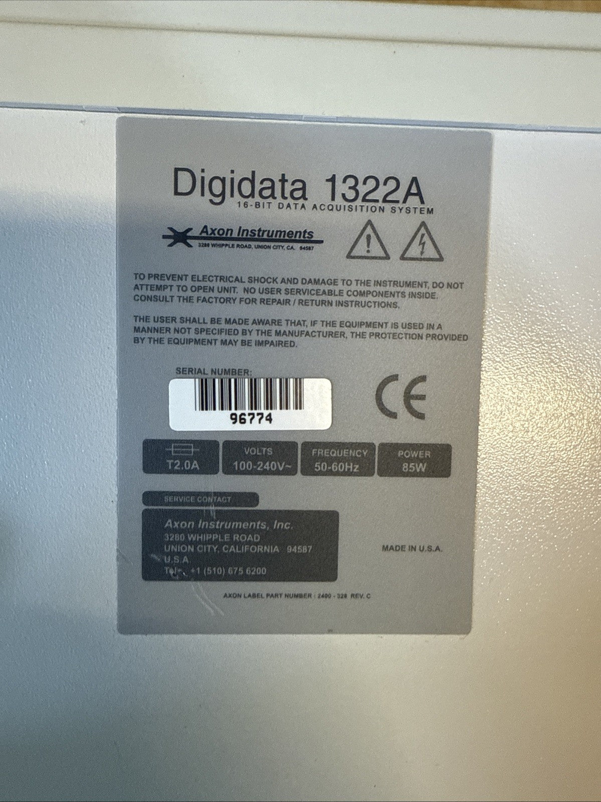 Axon Instruments Digidata 1322A 16-Bit Data Acquisition System WORKS!