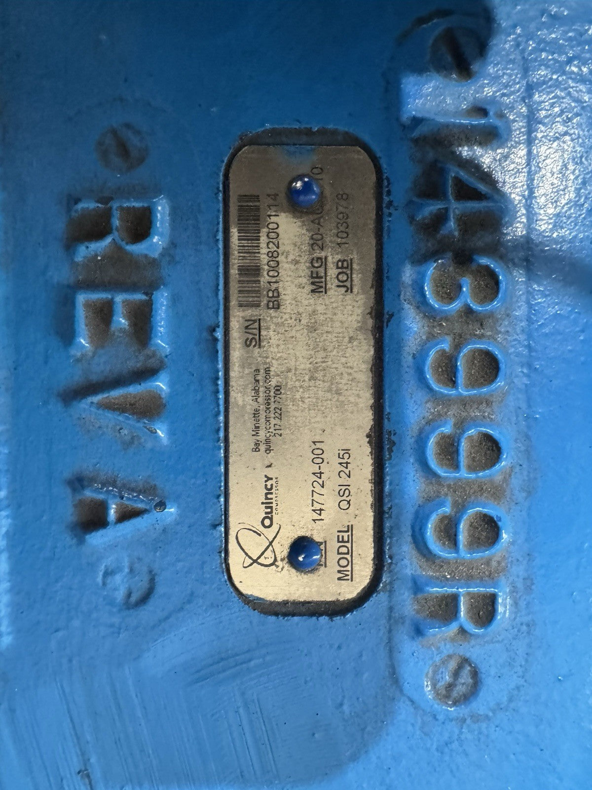 Rogers Quincy Northwest Rotary Screw Air Compressor 100 hp QNW-V-100-E