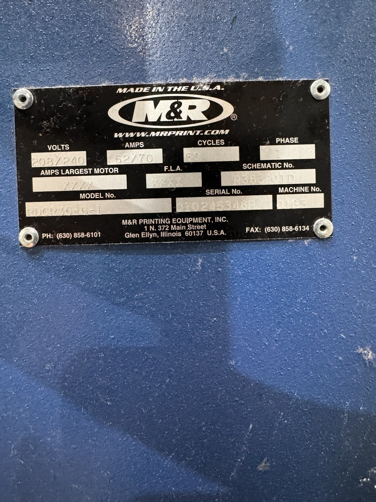 M&amp;R Radicure RD 36 RDCR36-6-1  Belt W 36&quot; to 60&quot; dryer chamber lengths 6ft-10ft