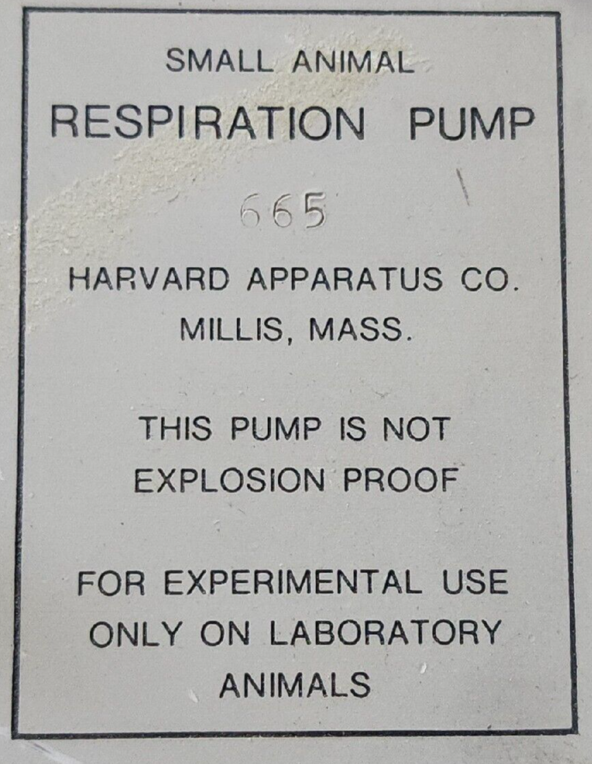 HARVARD APPARATUS 55-0798 SMALL ANIMAL RESPIRATION UNIT MODEL 665