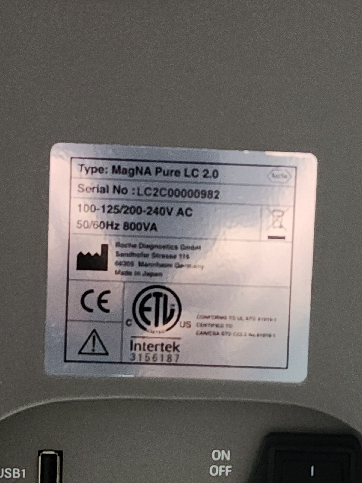 Roche MagNA Pure LC 2.0 DNA Sequencer