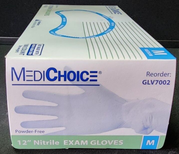 MediChoice BLUE Nitrile Exam Gloves Powder Free Latex Free Medium 1000count Case