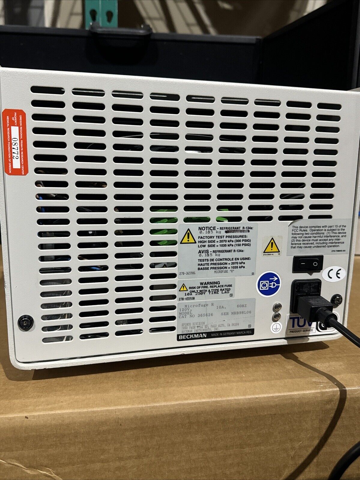 Beckman Coulter Microfuge R (365626) Refrigerated Centrifuge  Rotor 