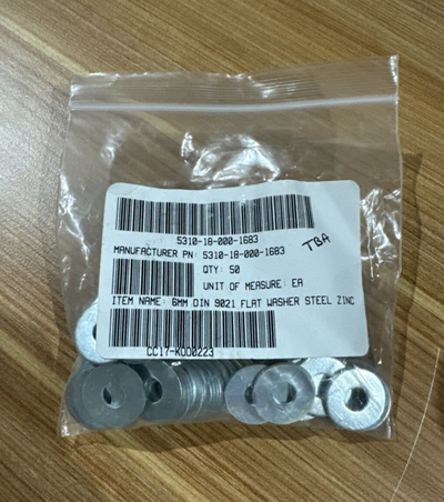 Flat Washers (box 50) 6mm Steel Zinc Plated washer (50) pieces
