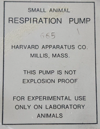 HARVARD APPARATUS 55-0798 SMALL ANIMAL RESPIRATION UNIT MODEL 665