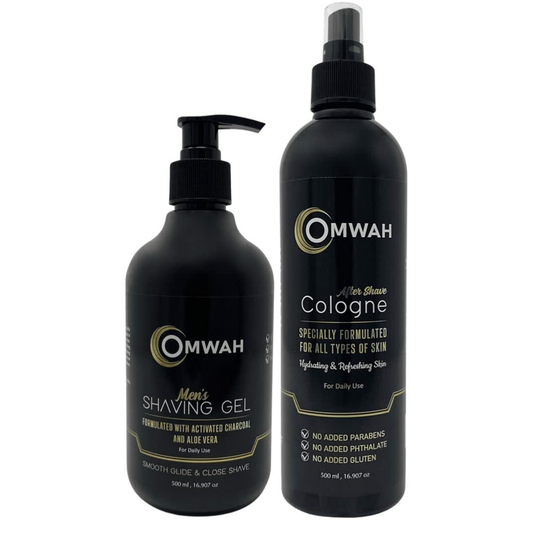 OMWAH 2 in 1 Shaving Kit Men Shaving Gel With Activated Charcoal and Aloe Vera