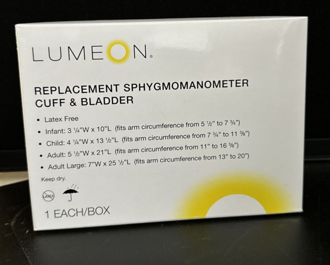 LUMEON Infant Cuff Arm Aneroid Sphygmomanometer Unit 2-Tubes 1 per Box