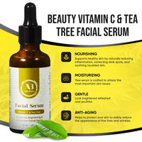 Amira Beauty Facial Serum Vitamin C & Tea Tree Brightening Acne Treatment