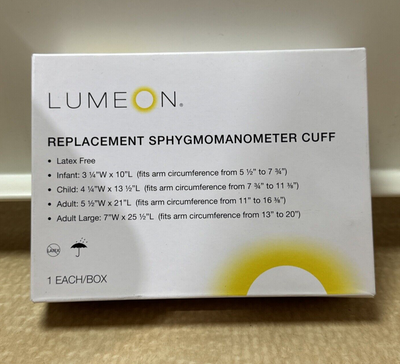 LUMEON Adult Cuff Arm Sphygmomanometer Unit 2-Tubes 1 per Box