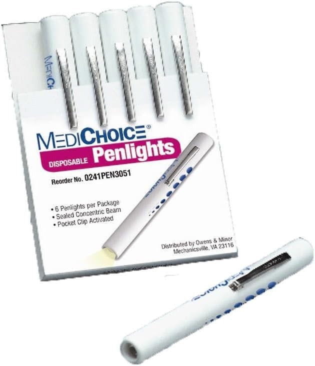 MediChoice Disposable Penlights with Pupil Gauge, Pack of 6