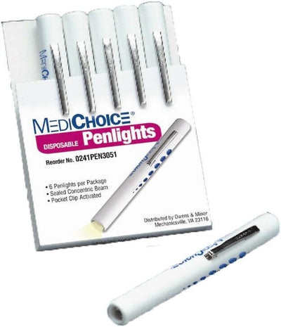 MediChoice Disposable Penlights with Pupil Gauge, Pack of 6
