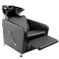 Backwash Barber Shampoo Chair Bowl Ceramic Sink Unit Station Spa Salon (Black)