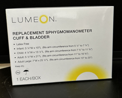 LUMEON Infant Cuff Arm Aneroid Sphygmomanometer Unit 2-Tubes 1 per Box