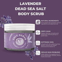 Amira Beauty Lavender Dead Sea Salt Scrub Purifying Cleansing Exfoliator 11.83oz