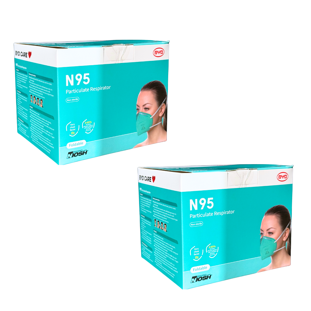 BYD CARE N95  CASE of 40 PCS Foldable Respirator Masks Individually Sealed