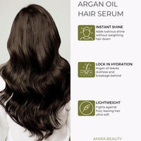 Amira Beauty Argan Hair Serum Pump For dry damaged Hair Anti Frizz Treatment Oil