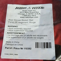 Radio Flyer Tricycle Rear storage basket accessory