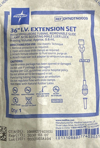 Medline 36” Extension Set DYNTN0009 Luer Lock Clamp Smallbore Sterile 100Ct