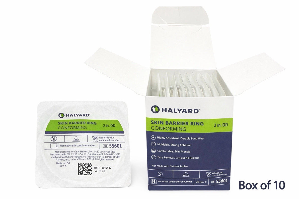 Halyard 55601 Skin Barrier Rings 2” Conforming Adhesive Box of 10 Exp 03/17/2028