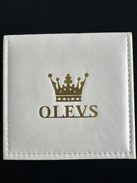 Olevs Men’s Watch Skeleton 5 Hands Silver Band, Blue Dial, Gold Bezel