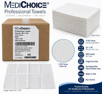 MediChoice MC11109 Professional Towels 3-Ply White 13x18 Non-Sterile 500 Case