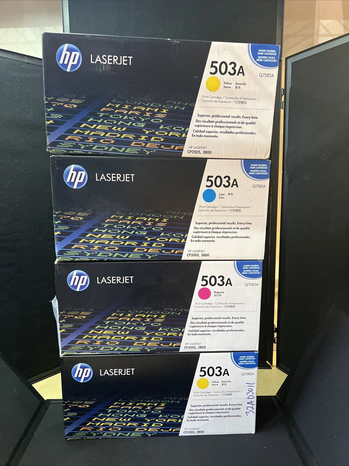 4 New Sealed Genuine HP 503A 2x Yellow, Magenta Cyan Toner Print Cartridge