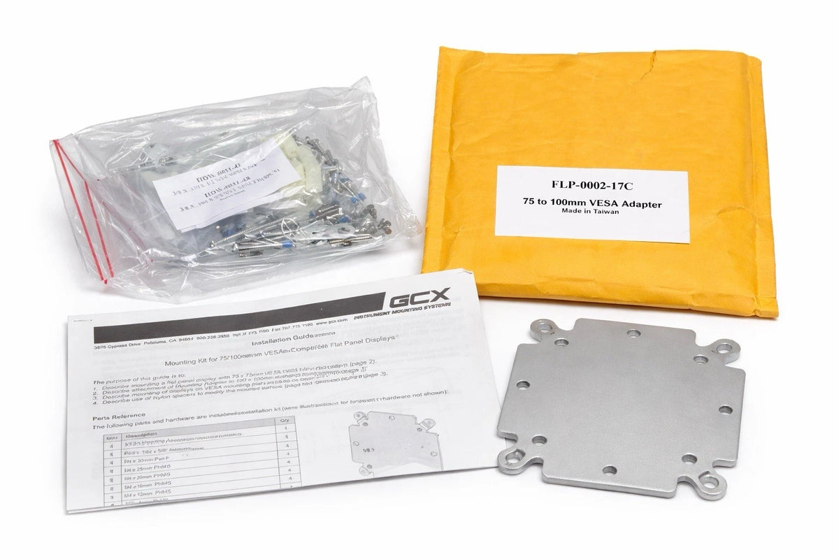 GCX FLP-0002-17C 75mm to 100mm VESA Adapter Mount Kit w/ Hardware – New