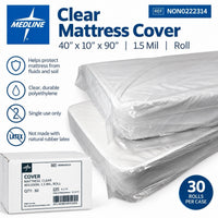 Medline NON0222314 Clear Mattress Cover 40 x 10 x 90 1.5 Mil Roll Case of 30