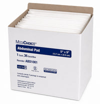 MediChoice Sterile Abdominal Pads 5” x 9” ABD1001 Case of 432 Latex Free