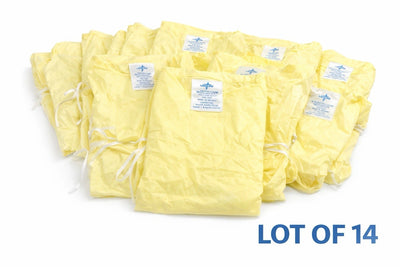 Medline Isolation Gown Level 1 AAMI PB70 Yellow One Size Lot of 14 MDT011207