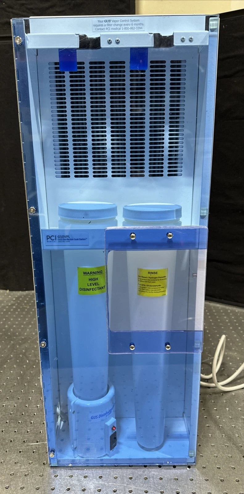 GUS Vapor Control System/Disinfection Soak Station G10VPL w/ Disinfectant Warmer