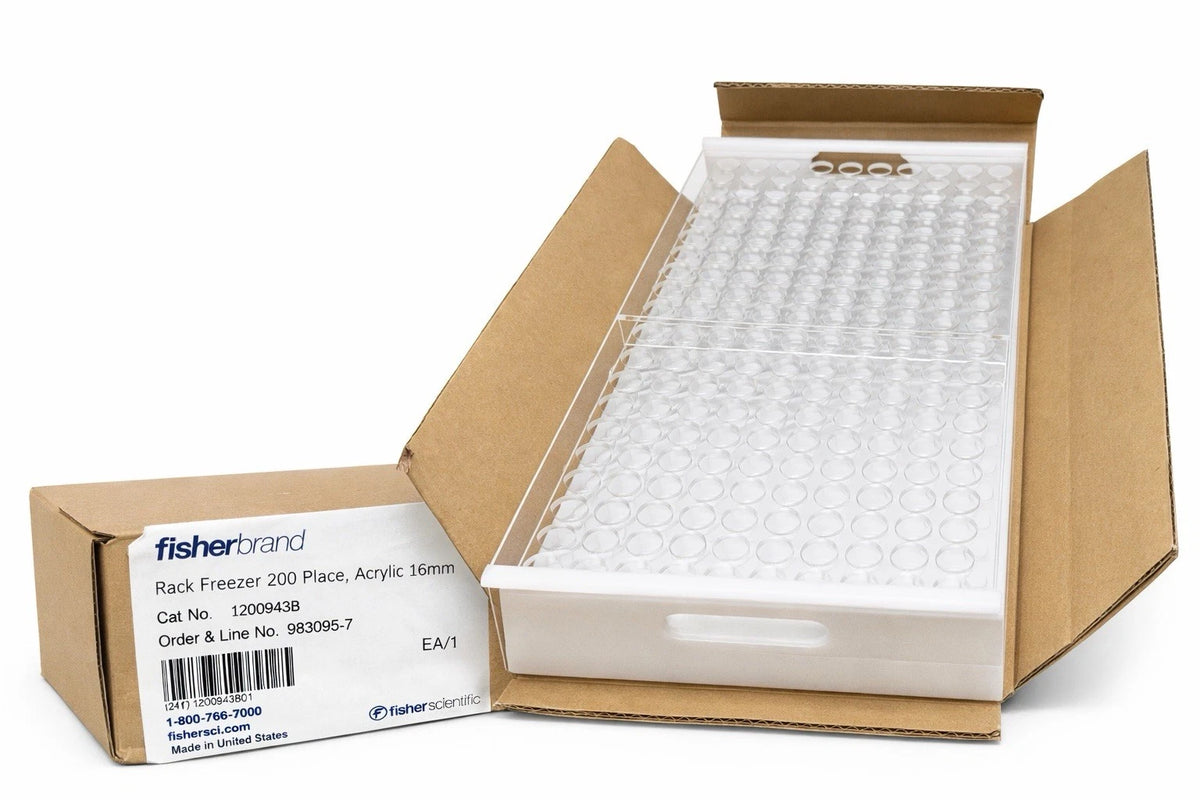 Fisherbrand Acrylic Freezer Rack 200 Place 16mm Tube Rack | Cat No. 1200943B