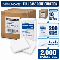 MediChoice All-Purpose Sponges 4x4 4-Ply Non-Woven Non-Sterile 2000/Cs SPNG4502