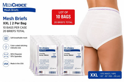 MediChoice MB6002 Mesh Briefs XXL Purple 2 Per Bag, 10 Bags, 20 Briefs Total