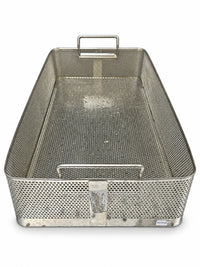 Stainless Steel Perforated Instrument Basket Tray 21 x 11 x 3.5w Handles