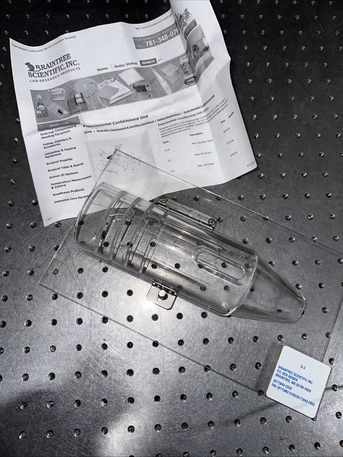 BRAINTREE SCIENTIFIC #G-3 EXPERIMENTAL CONDITIONING UNIT