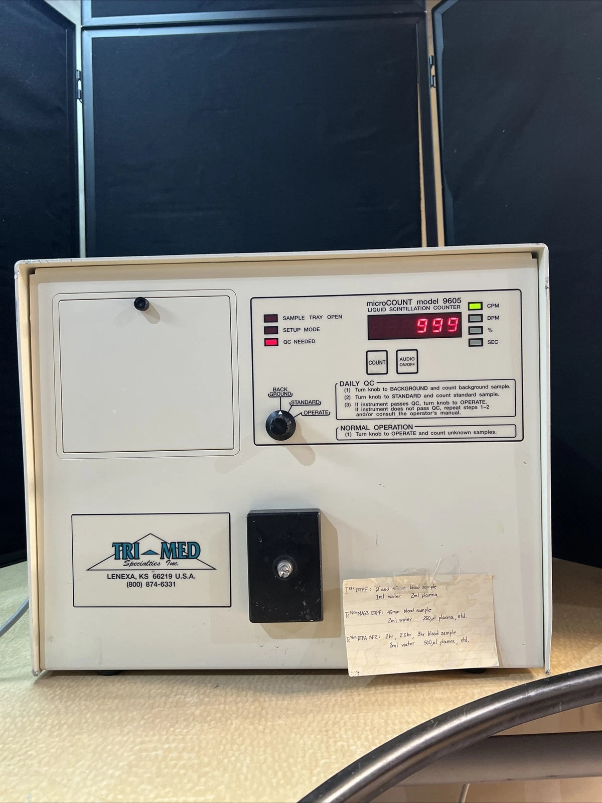 Tri Med Microcount Model 9605 Liquid Scintillation counter