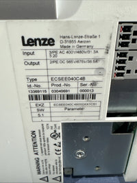 LENZE ECSEE040C4B POWER SUPPLY SERVO 400V-565V 31.3-38.5A U3S