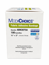 Lot of 3 MediChoice ABN3075A Sterile Fabric Adhesive Bandages 3/4” x 3” 100/Box