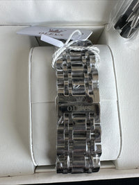 Olevs Men’s Watch Skeleton 5 Hands Silver Band, Black Dial