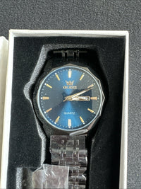 OLEVS Watches Men Waterproof Luxury Big Face Watch All Black Band Blue Face