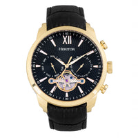 OLEVS 6607 Mens Automatic Watch Open Heart Day Date Blue Dial Two-Tone Steel