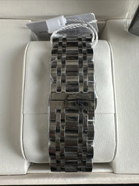Olevs Men’s Watch Skeleton 5 Hands Silver Band, Black Dial