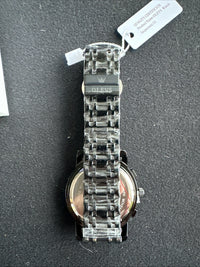 OLEVS Mens Watch Triple Dial, Black Face, Black Band, Diamond, Waterproof