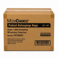 MediChoice PC7202C1 Patient Belongings Bags 20x20 Green Drawstring 250/Case