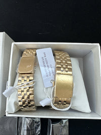 OLEVS Quartz Couple Pair Gold Dial With Diamond, Gold Band, Waterproof