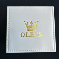 Olevs Men’s Luxury Watch, Day Date, Diamond, Silver Band, Silver Face