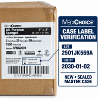 MediChoice SPNG2001 All-Purpose Sponges 2x2 4-Ply Sterile 2/Pack 1500/Case
