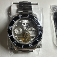 Oupinke Men’s Luxury Watch Silver Band, Silver Dial, Black Bezel