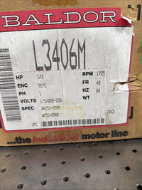 L3406M BALDOR .33HP, 1725RPM, 1Ph 60hz